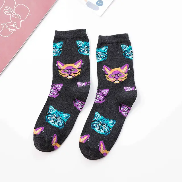 Women's Characteristic Animal Pattern Mid Tube Sports Stockings Cat - Shop at LoveMi