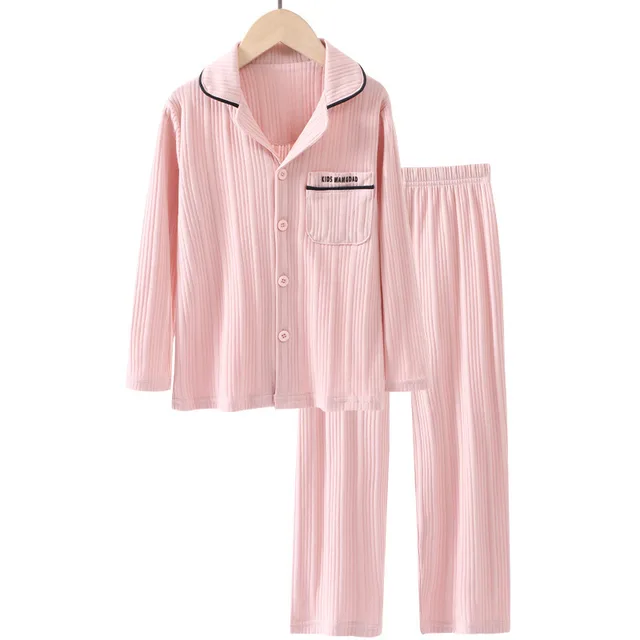 Children's Parent child Homewear Suit Lapel Cotton Pink - Shop at LoveMi