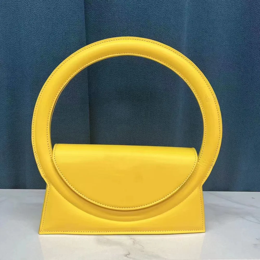 Tote Ring Color Shoulder Bag Crossbody - Yellow