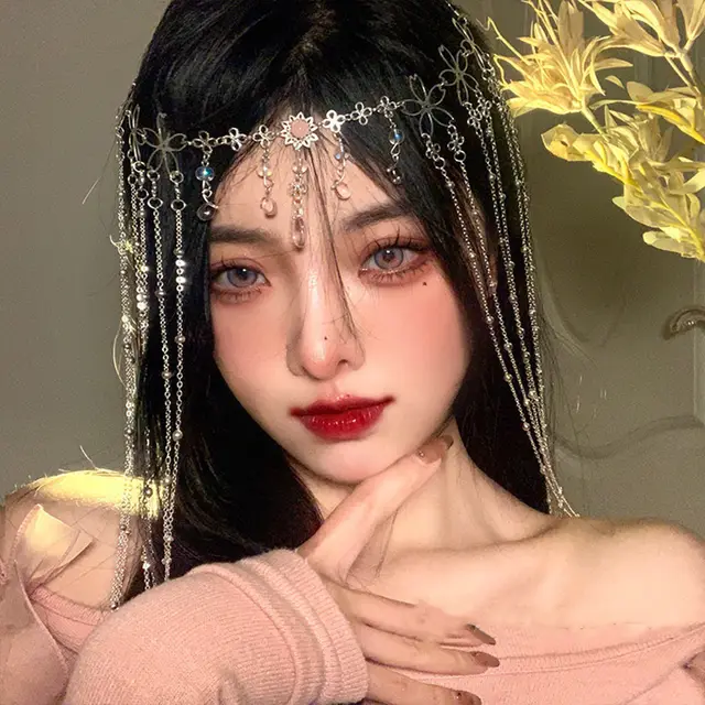 Head Curtain Hair Accessories Flower Tassel Eyebrow Pendant 1 Style - Shop at LoveMi