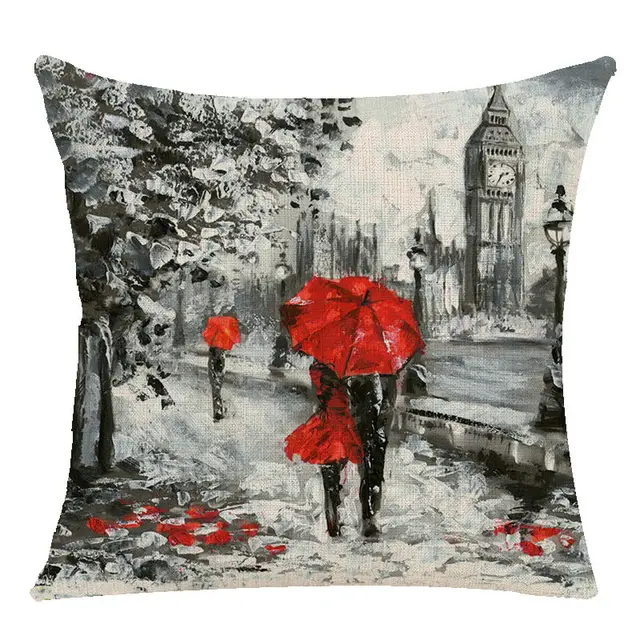 Maple Leaf Lovers Valentine's Day Oil Painting Series Linen Pillow Cover - Shop at LoveMi