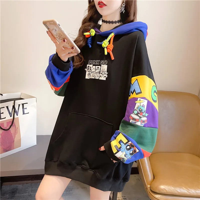 Thin Western Style Loose Design Stitching Sweater Black - Shop at LoveMi