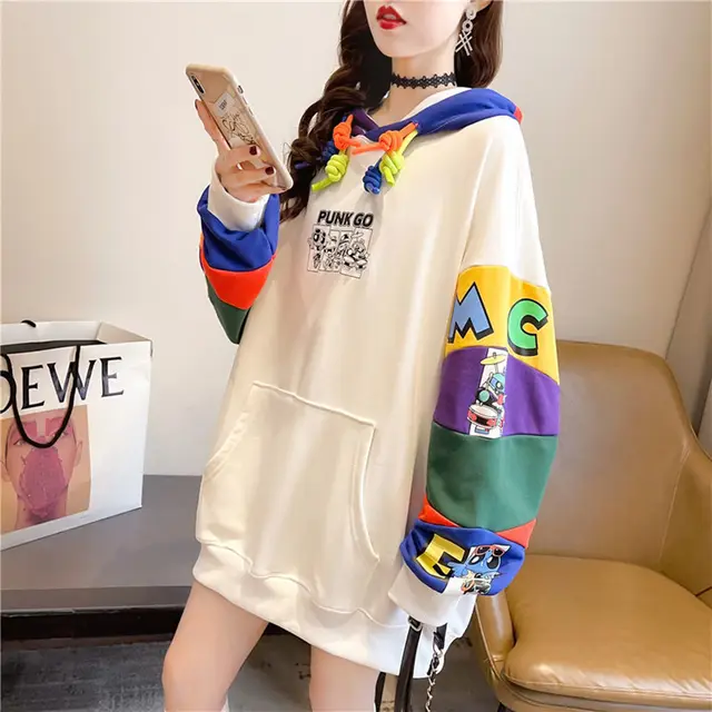 Thin Western Style Loose Design Stitching Sweater White - Shop at LoveMi
