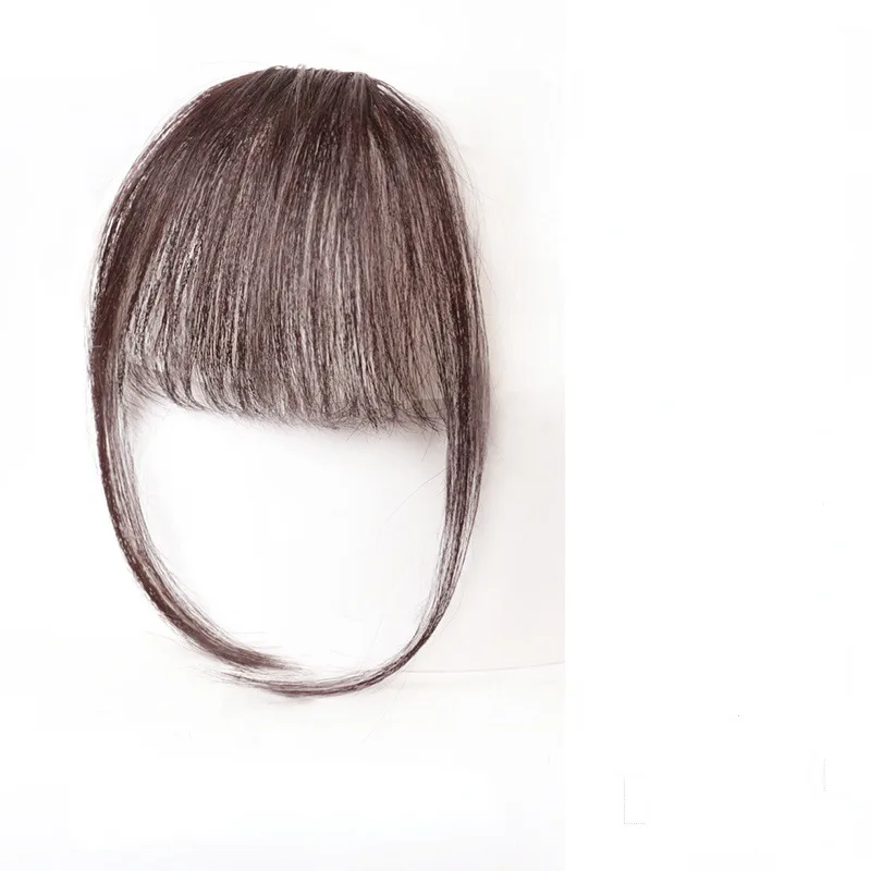 3d Fake Bangs Natural Forehead French Seamless Bangs Wig Piece - Dark Brown