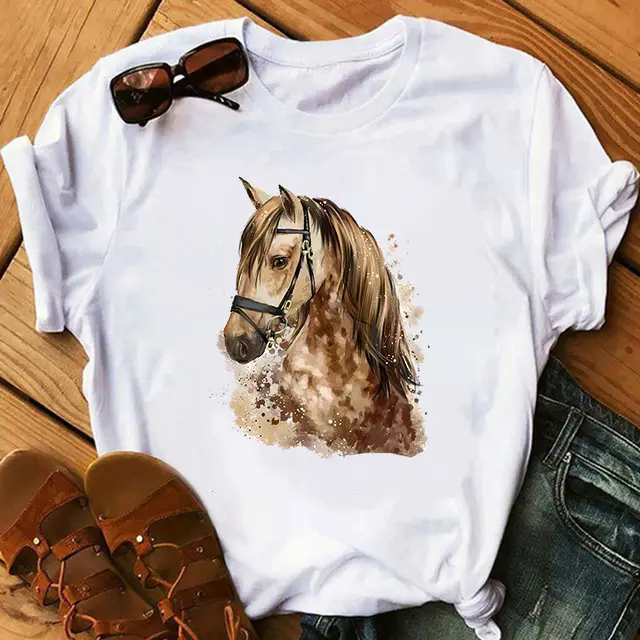 New Artistic Horse Women's Printed Wear Short sleeved T shirt A0329 2 - Shop at LoveMi