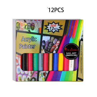 Nail Art Painting Smearing Nail Point Flower Hook Line Pen One Step Glue 12Sets - Shop at LoveMi