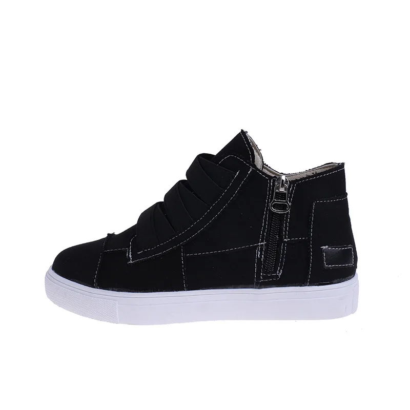 Canvas Flat Shoes Women Side Zipper Walking Sneakers Black - Shop at LoveMi