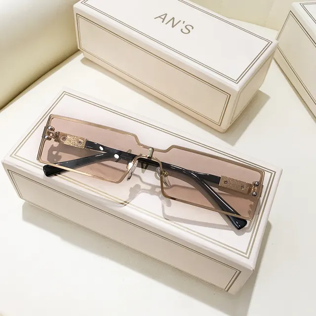Borderless Hip Hop Jumping Winter Sunglasses Trend Champagne - Shop at LoveMi