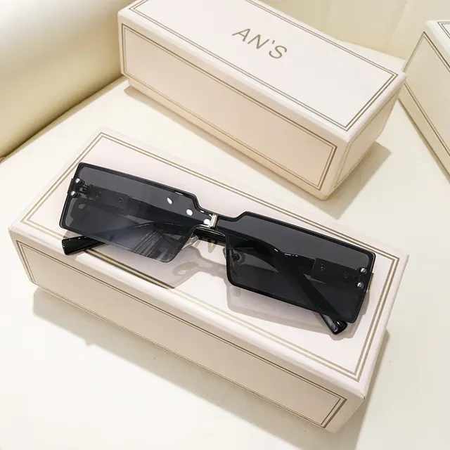 Borderless Hip Hop Jumping Winter Sunglasses Trend Gold Black - Shop at LoveMi