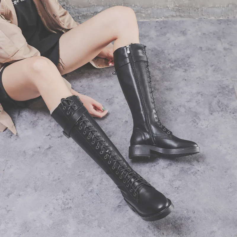 Women Long Boots High Boots Flat Boots Big Size Black - Shop at LoveMi