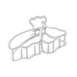 Elegant Tiara Butterfly Grab Clip Hollow Ponytail - Silver