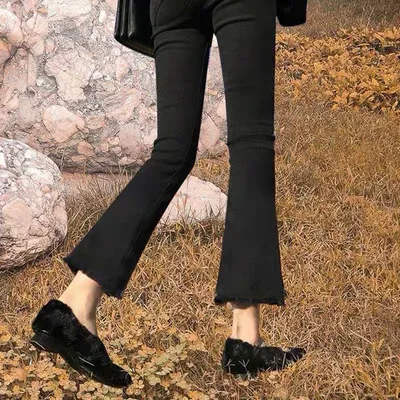 Women's Fashion Personality Black Flared Jeans Black Trousers - Shop at LoveMi