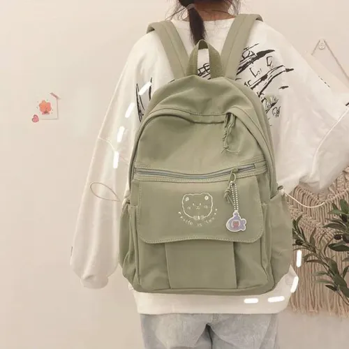 Schoolbag Girl College Cute Girl Canvas Green - Shop at LoveMi