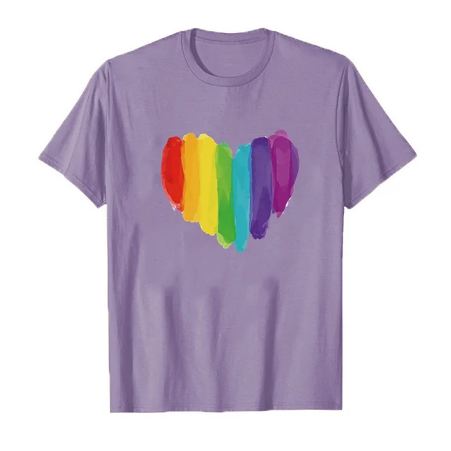 European And American Valentine's Day Love Women's Printed Wear Short Sleeve T shirt Top Light Purple - Shop at LoveMi