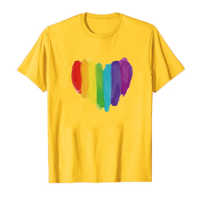 European And American Valentine's Day Love Women's Printed Wear Short Sleeve T shirt Top Yellow - Shop at LoveMi