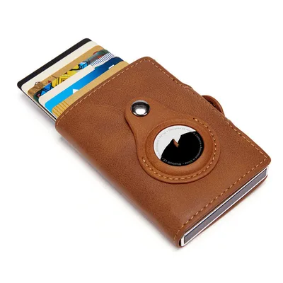 Anti theft Brush Positioning Multi card Aluminum Alloy Card Holder Brown - Shop at LoveMi