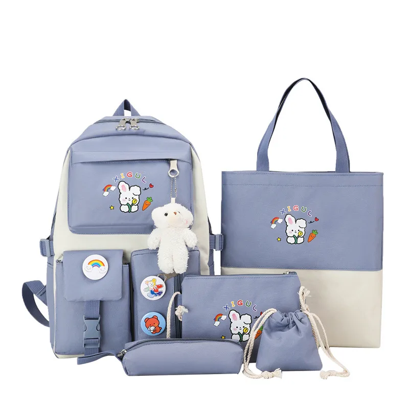 Girls Fashion Cartoon Large Capacity Backpack Blue - Shop at LoveMi