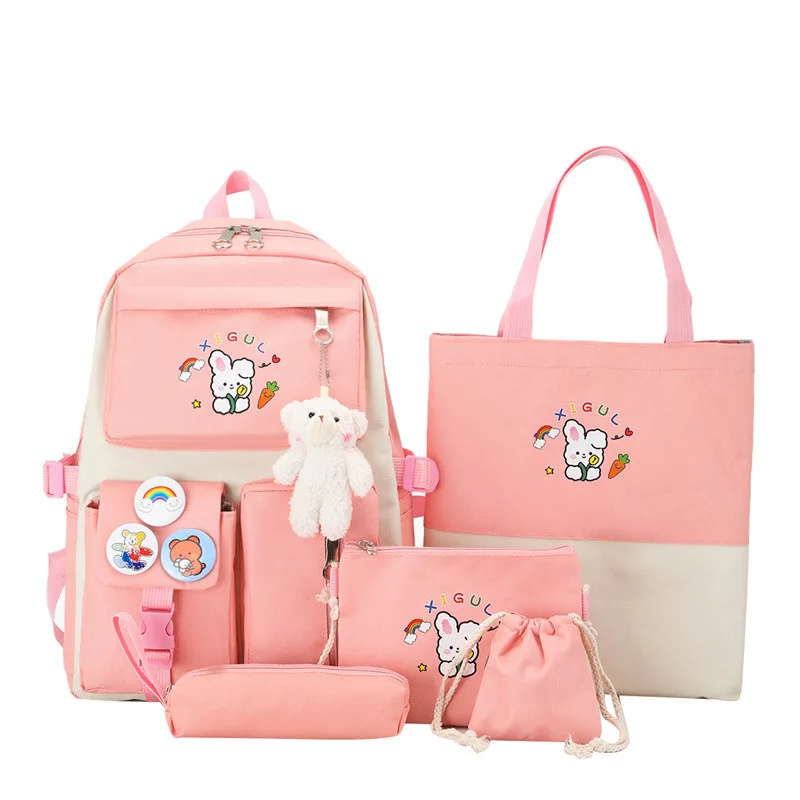 Girls Fashion Cartoon Large Capacity Backpack Pink - Shop at LoveMi