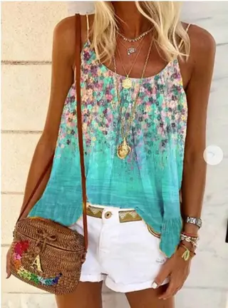 New Printing Loose Cotton Women's Suspender Vest