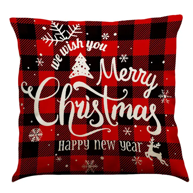 Christmas Cotton Linen Sofa Car Cushion Pillowcase Q - Shop at LoveMi