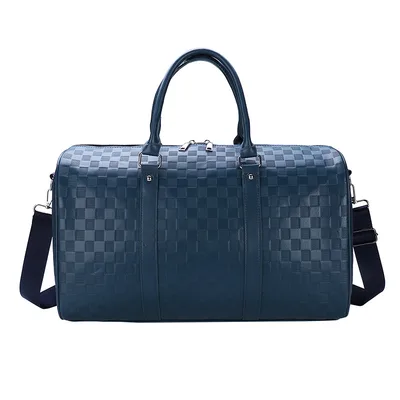 Women's Fashion Plaid Embossed Travel Bag Blue - Shop at LoveMi