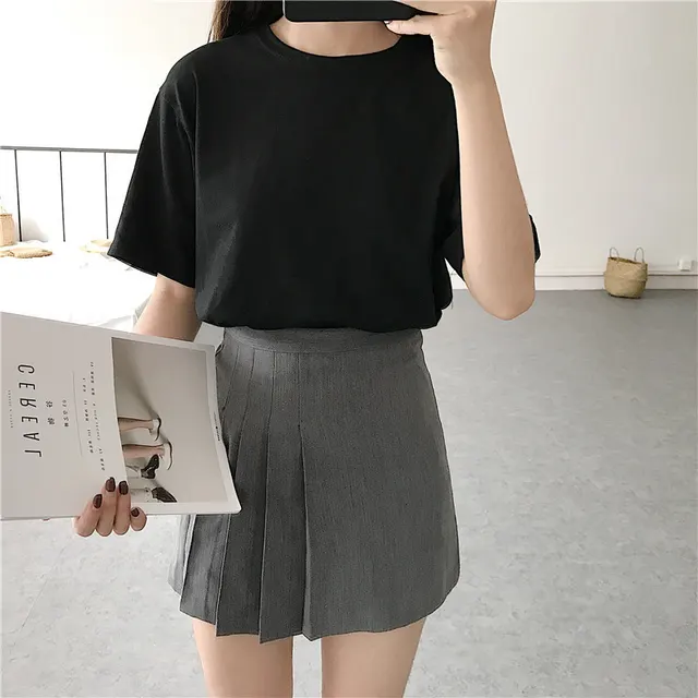 Spring And Summer New V neck Solid Color Pullover T shirt Women's Short Sleeve Korean Style Loose Retro Style Half Sleeve Top T shirt Black Round... Black Round Neck - Shop at LoveMi