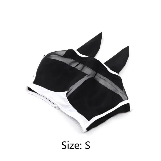 Horse Fly Mask,Extra Comfort Grip Soft Mesh Horse Fly Mask With Ears Velcro White Black S - Shop at LoveMi
