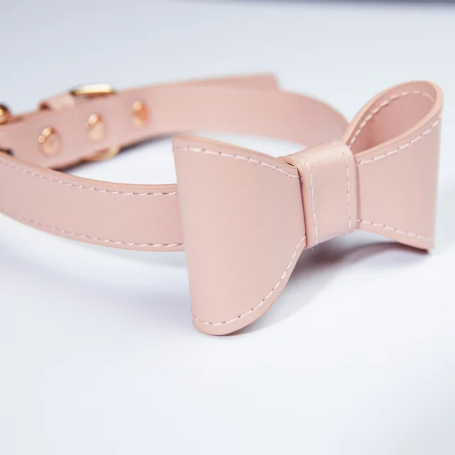 Pet Cute Bow Collar Leash Set Pink - Shop at LoveMi