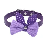 Wool Knitted Bow Pet Collar - Purple