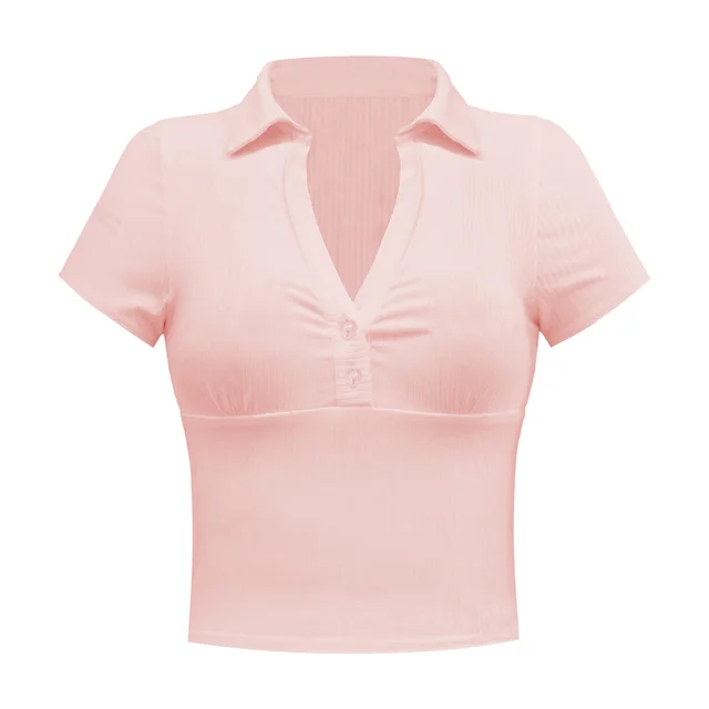 Fashion Summer Women's Retro Chic Waist Shirt Pink - Shop at LoveMi