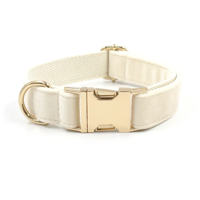 Cream Tufted Dog Collar Gold Buckle Collar - Shop at LoveMi