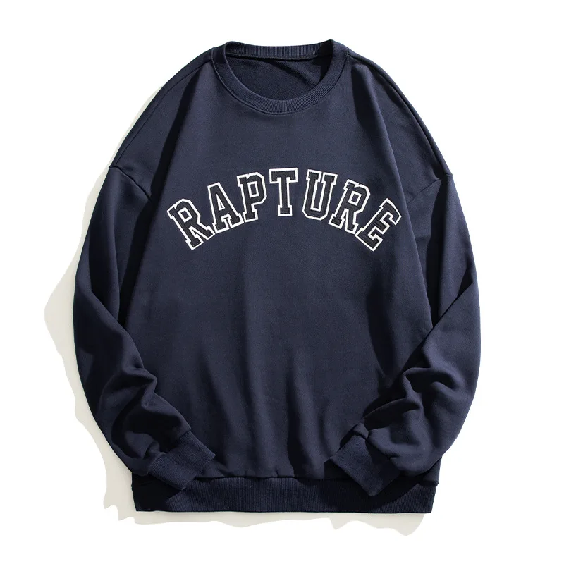 Letter Embroidery Tide Brand Sweater Autumn New Loose Couple Jacket Dark Blue - Shop at LoveMi