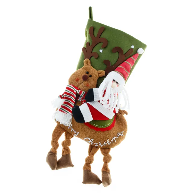Christmas Socks Gift Bag Large Three dimensional A Old Man Riding A Deer - Shop at LoveMi