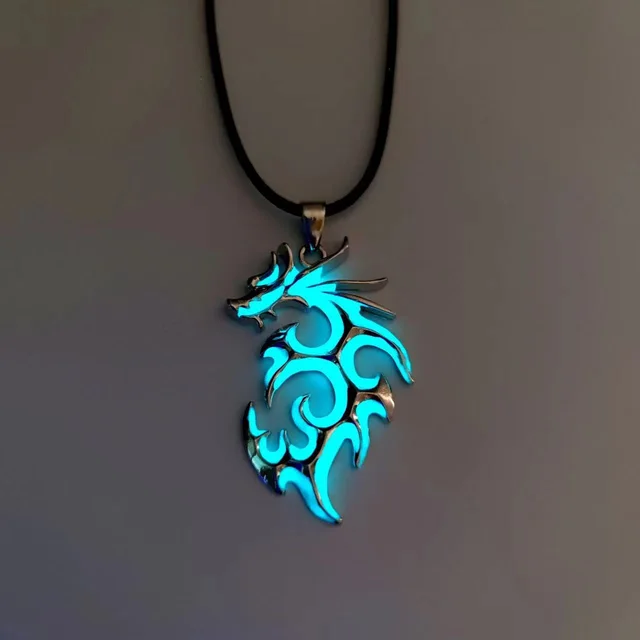 Luminous Flame Dragon Necklace Student Glowing Bluegreen - Shop at LoveMi