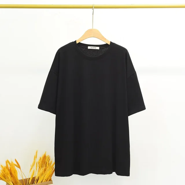 Modal Thin Ladies Loose Solid Color Casual Top Black - Shop at LoveMi