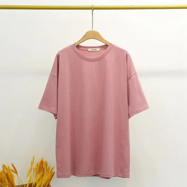 Modal Thin Ladies Loose Solid Color Casual Top Pink - Shop at LoveMi