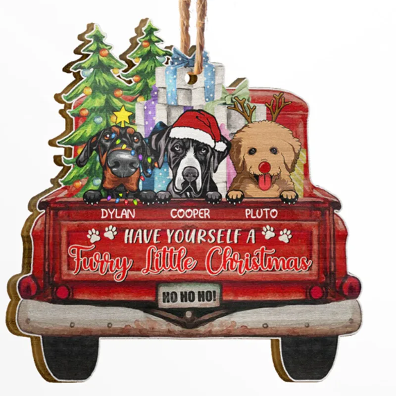 Colorful Wooden Pendant Pet Dog Paw DIY Christmas Tree Decoration Car - Shop at LoveMi