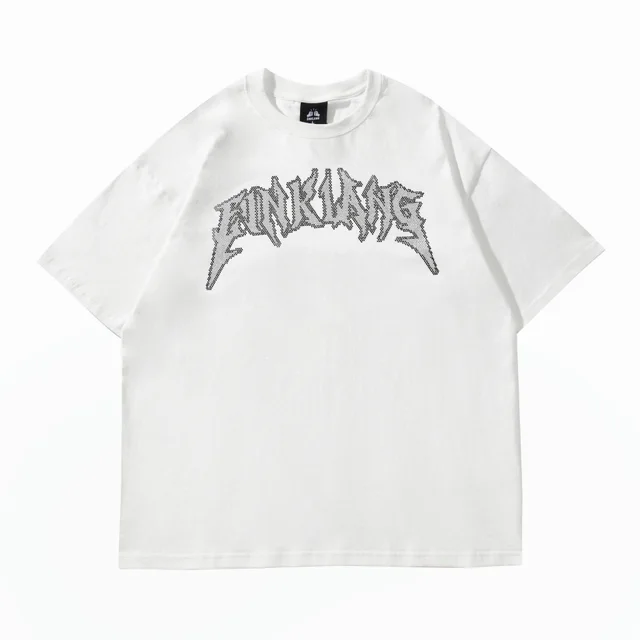 Hot Diamond Classic Letter Round Neck Loose Short Sleeves White - Shop at LoveMi