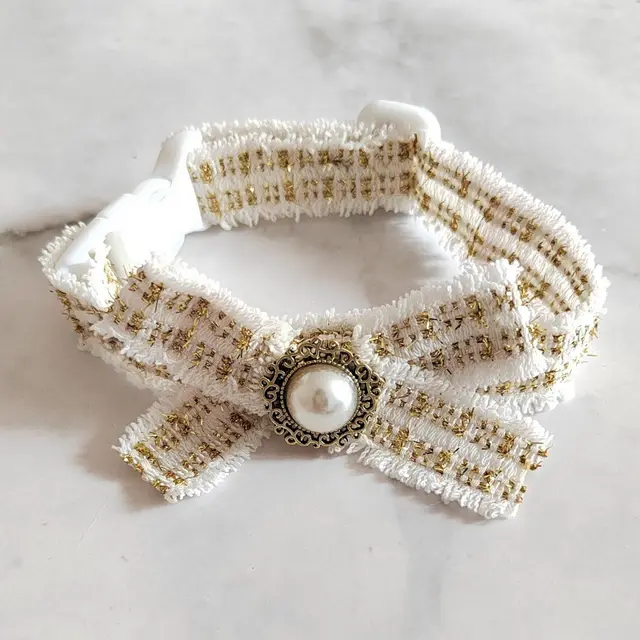 Cat Bow Tie Pet Collar Silent White - Shop at LoveMi
