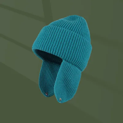 Women's Cycling Cold And Windproof Ear Protection Knitted Hat Lake Blue Green - Shop at LoveMi