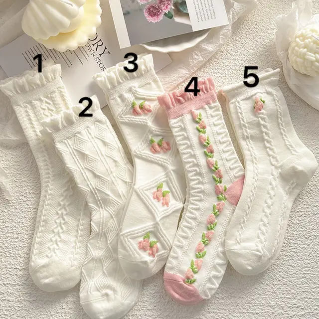 Women's Japanese Style Mid Tube Lace Socks Style4 - Shop at LoveMi
