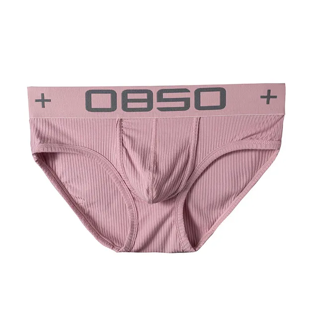 Men's Solid Color Cotton Low Waist Briefs Pink - Shop at LoveMi