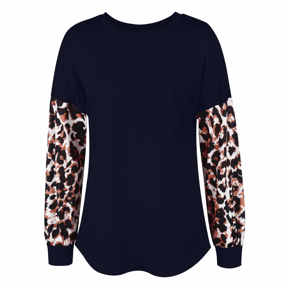 Women's Casual Loose Long Sleeve Top T Shirt Navy - Shop at LoveMi