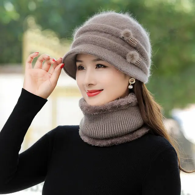 Women's Warm Fleece Elegant Hat Grandma Khaki - Shop at LoveMi
