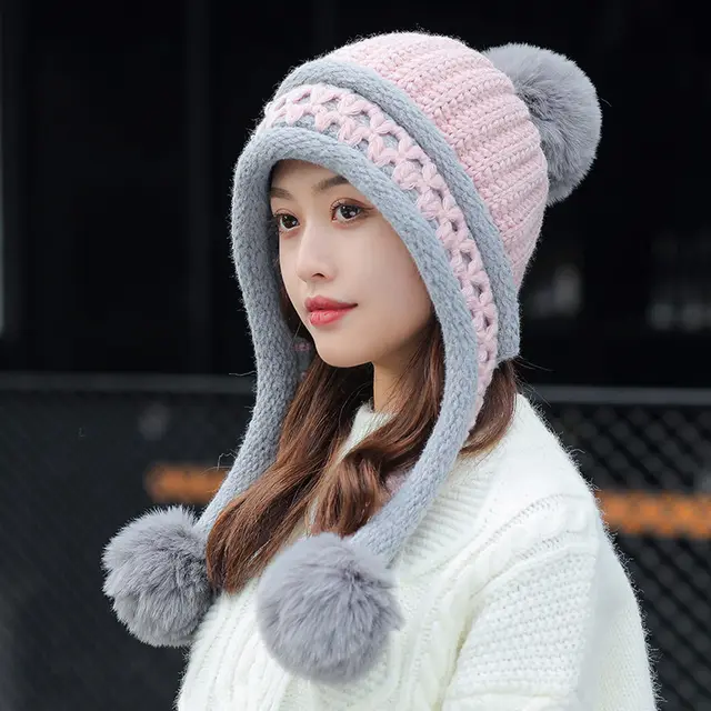 Two piece Knitted Beanie Set With One piece Scarf Pink - Shop at LoveMi