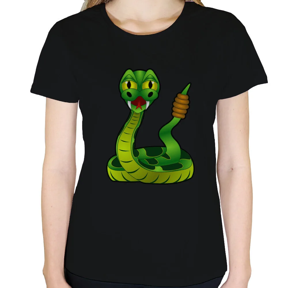 Women's Snake Print Crew Neck T Shirt Black - Shop at LoveMi