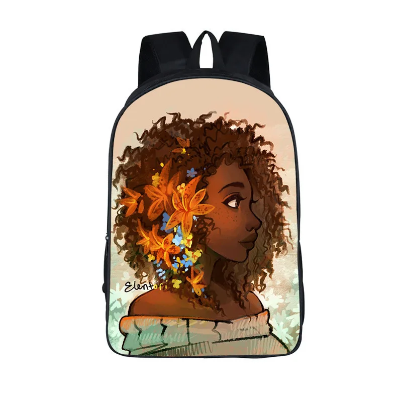 3D African Girl New Cartoon Print Backpack - 14Color - View 1