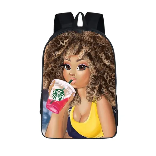 3D African Girl New Cartoon Print Backpack 5Color - Shop at LoveMi