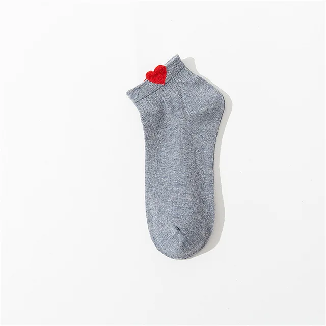 Women's Side Love Cotton Short Socks Grey Hearts - Shop at LoveMi