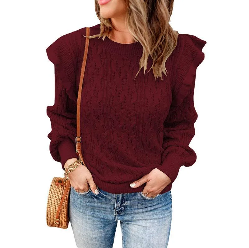 New Style Thickened Solid Color Sweater Women's Loose Wine Red - Shop at LoveMi